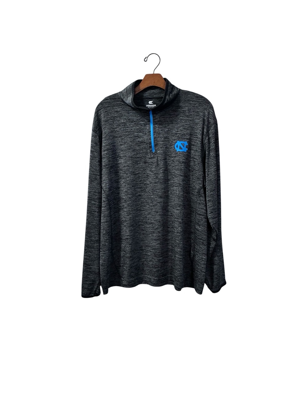 Men's Heathered Black Quarter-Zip Hoodie with Carolina Logo
